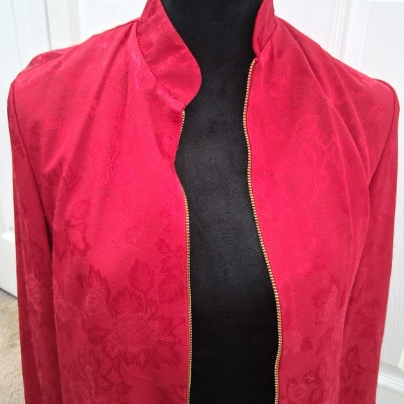 Vintage D.J. Summers Red Embossed Zip Up Jacket   Size 4P - Picture 5 of 13